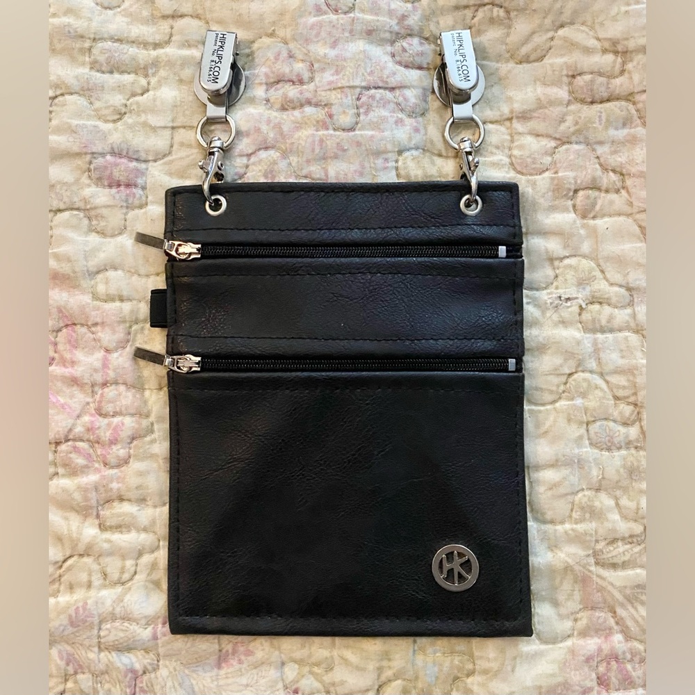 Unisex Black Leather BeltLoops Bag by Hip Klips